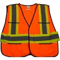 Petra Roc Inc Petra Roc ANSI & CSA Public Safety Vest, Solid Front Mesh Back, "X" On Back, Orange/Lime, S-XL OV2-PSVCSA-Reg